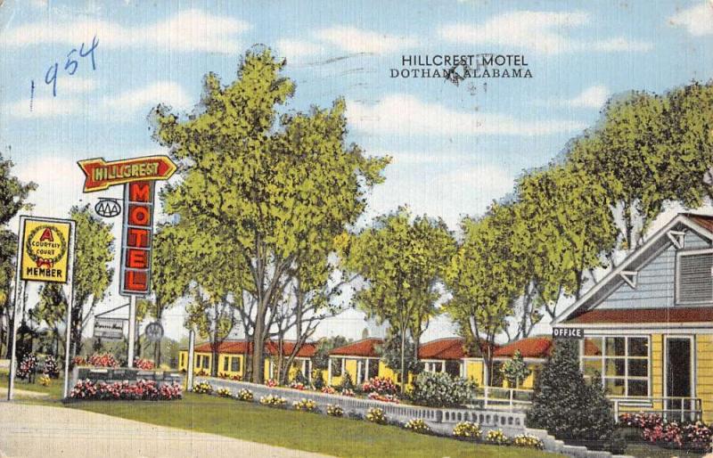 Dothan Alabama Hillcrest Motel Street View Antique Postcard K46807