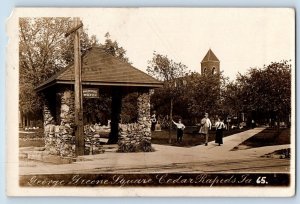 Cedar Rapids Iowa IA Postcard RPPC Photo George Greene Square c1910's Antique