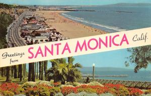 Santa Monica 1950-60s Postcard Aerial View Beach Clubs & Beautiful Homes