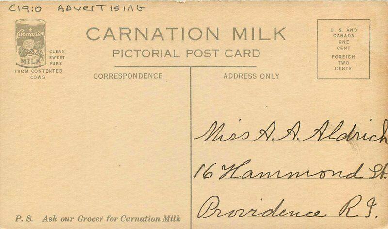 Advertising Farm Agriculture Carnation Stock Farm Cow C-1910 Postcard 6001