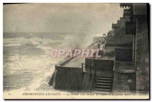 Old Postcard Arromanches Les Bains La Grande Cale A Day storm and high tide