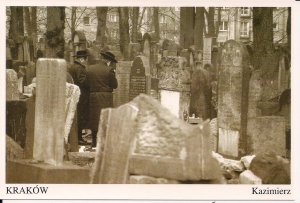 JUDAICA, Orthodox Jewish Men Praying at Cemetery, Krakow, Poland, Continental