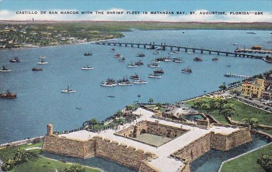 Florida Saint Augustine Castillo De San Marcos With The Shrimp Fleet In Matan...