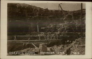 Anamosa IA State Quarry Inamtes? Prisoners? Working c1910 Real Photo Postcard