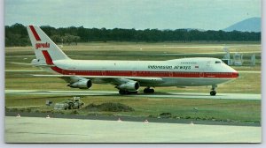 Airplane Postcard Garuda Indonesia Airlines Boeing 747-2U3B City of Denpaser DN9