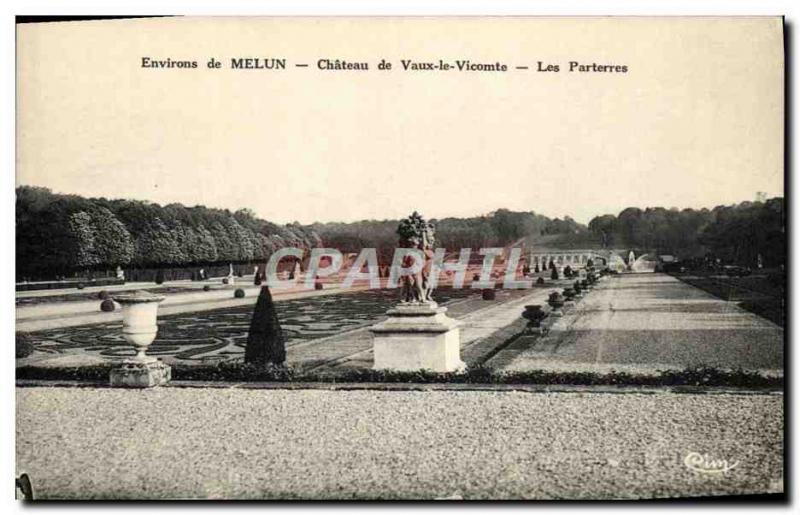 Old Postcard From Around Melun Chateau De Vaux Le Vicomte Parterres