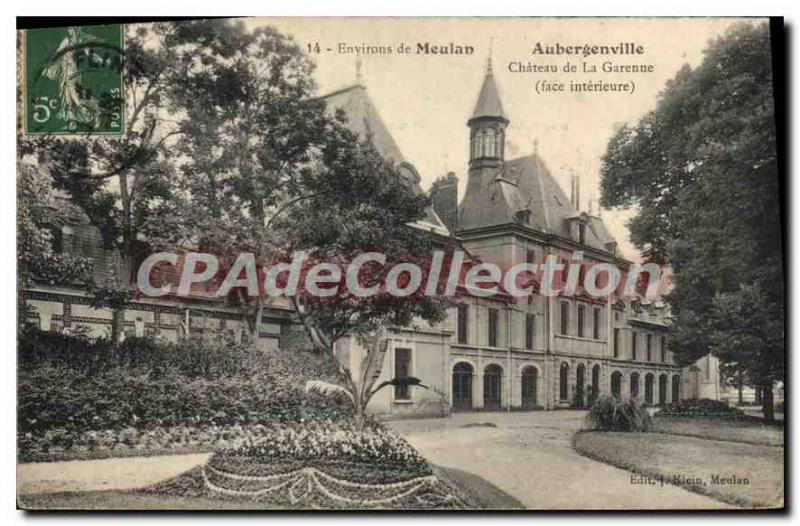 Old Postcard About Aubergenville Meulan Chateau de la Garenne (inner side)