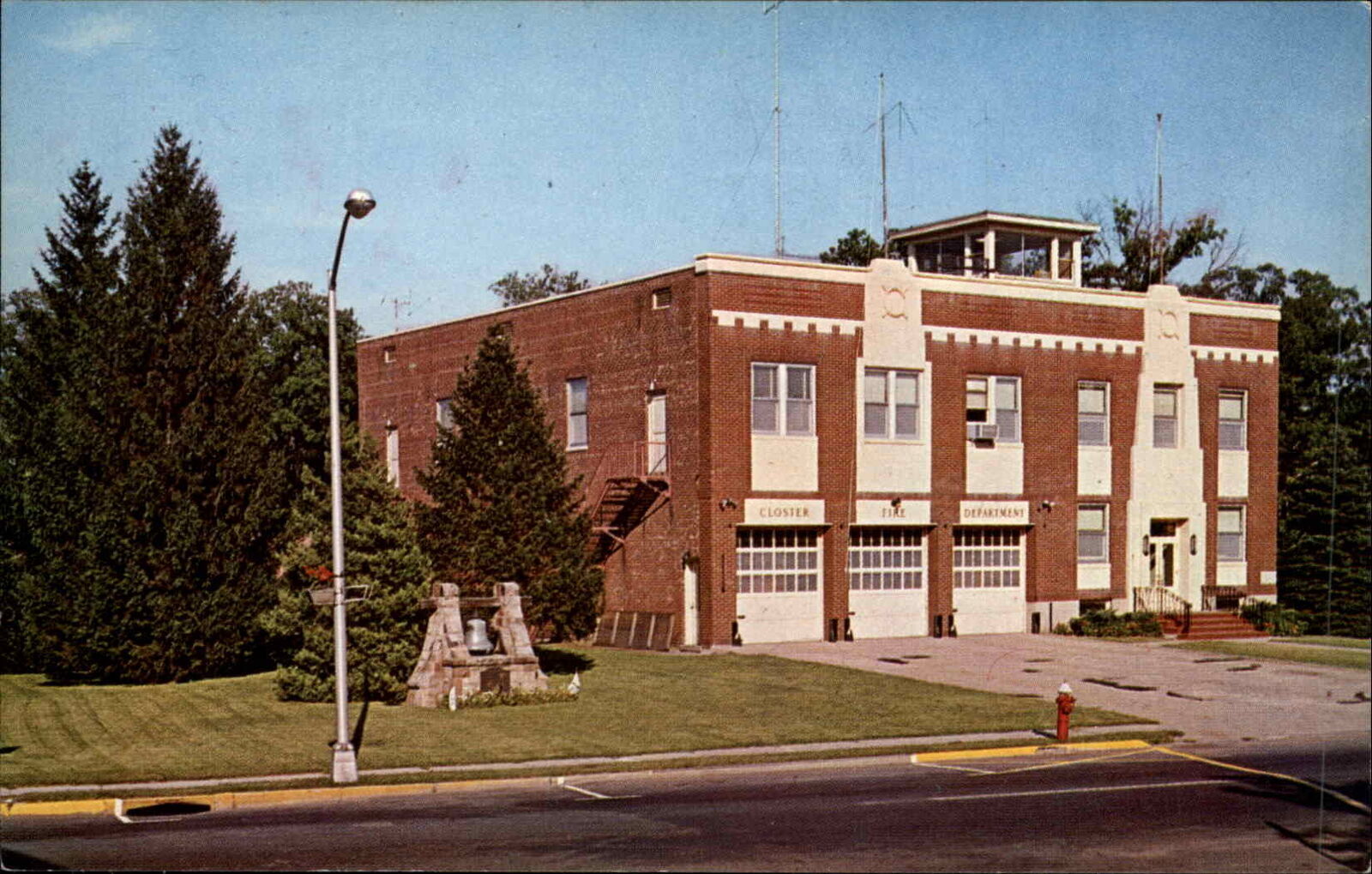 Closter New Jersey NJ Borough Hall Fire Station Fire Fighting Vintage Postcard United States