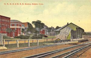 Bristol CT N. Y. N. H. & H. Train Depot Railroad Station Postcard