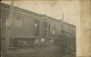 RR Train Car & People - Muncie IN Cancel 1909 Real Photo Postcard