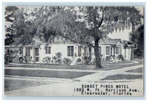 1951 Sunset Pines Hotel, Harrison Ave. Clearwater Florida FL Cancel Postcard 
