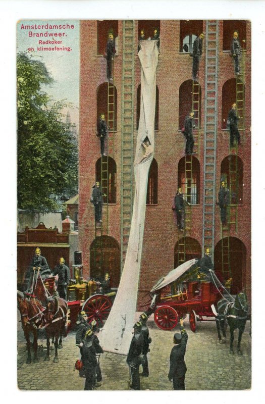 Netherlands - Amsterdam Fire Dept. Life Saving, Climbing Training  ca 1906