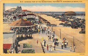 Jacksonville Beach Florida view of recreational features linen antique pc BB3340