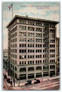Portland Oregon OR Postcard Corner Of Fifth And Morrison Streets c1910s Building
