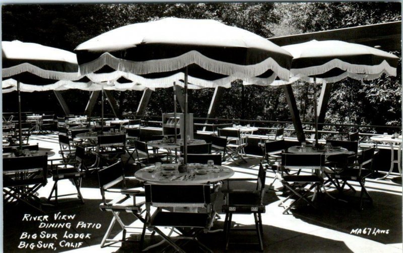 RPPC  BIG SUR, California ~ BIG SUR LODGE River View Dining Patio Laws Postcard