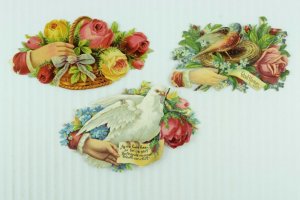 1880's Fab Lovely Die Cut Victorian Lot of 26 Hands Ship Birds Letters PD264