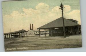 NEWPORT VT RR Train Station & Steamer c1910 Postcard