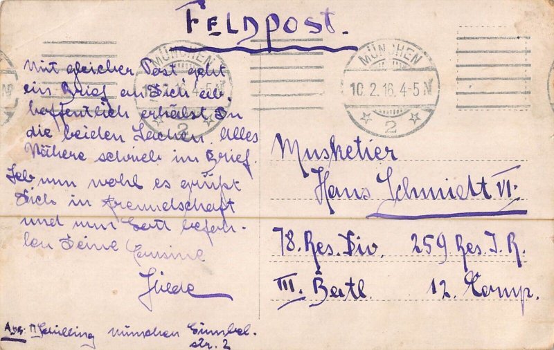 A094 Real Photo 1916 Feldpost WWI Woman reading plant bust sculpture postcard