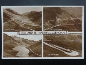 Argyll GLENCROE 4 Image Multiview OLD & NEW ROAD, HAIR-PIN BEND c1950 RP PC