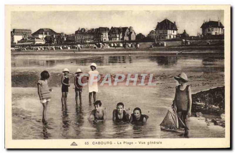 Old Postcard Cabourg The Beach General View Child