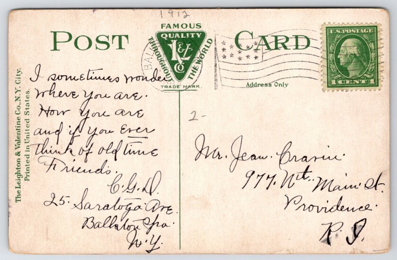 Ballston Spa NY Covered Bridge Behind Second Empire Union Bag & Paper C~1914