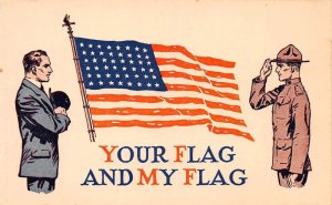 Patriotic Greetings Your Flag and My Flag Military Vintage Postcard AA68073