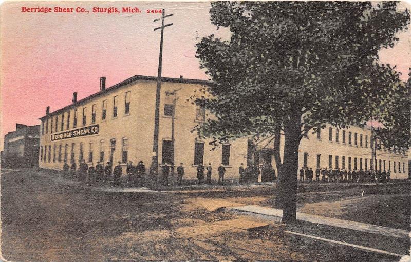 D76/ Sturgis Michigan Mi Postcard 1911 Berridge Shear Company Factory