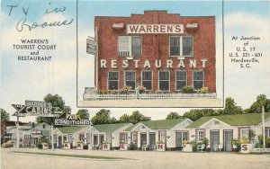 South Carolina Hardeeville Tourist Court Restaurant Kropp Postcard 22-5743