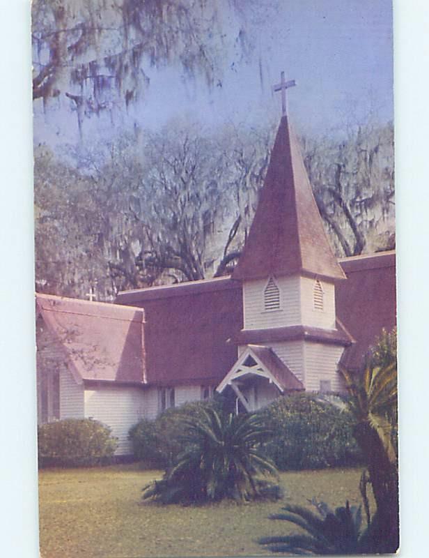 Unused Pre-1980 CHURCH SCENE St. Simons Island - Brunswick Georgia GA G3551