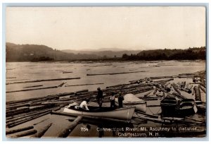 c1907 Logging Connecticut River Mt. Ascutney Charlestown NH RPPC Photo Postcard 