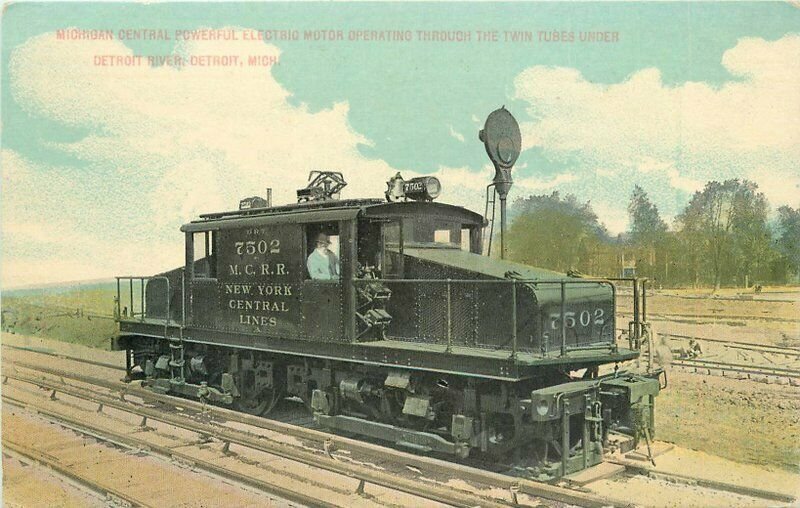 Detroit Michigan Electric Motor Train Twin Tubes #7502 C-1910 Postcard 21-7532