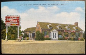 Vintage Postcard 1930-45 Highlands Grill, Highway 11 & 70, Knoxville Tennessee