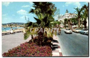 Modern Postcard Cannes ans flower gardens at the Carlton background