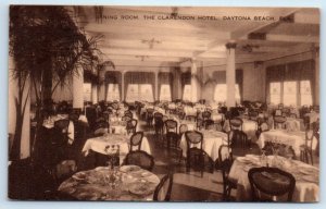 DAYTONA BEACH, Florida FL ~ Dining Room CLARENDON HOTEL 1942 Roadside  Postcard