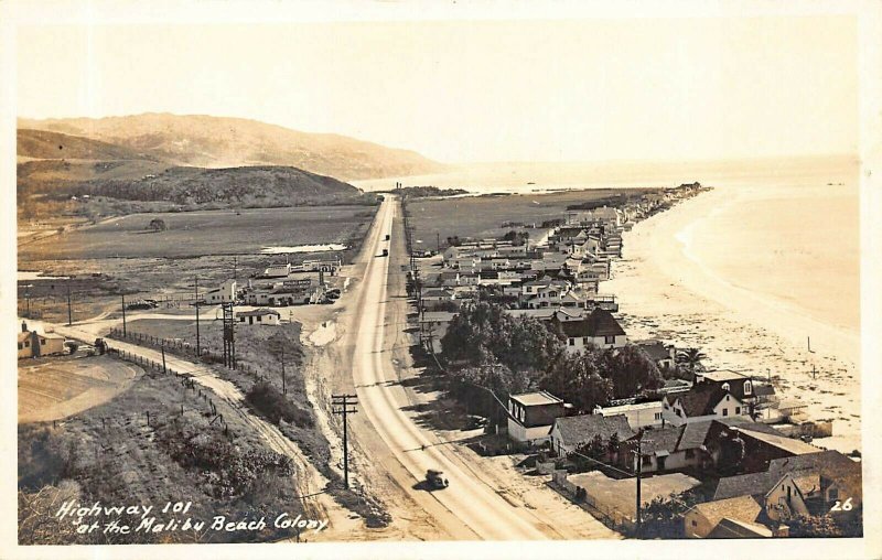 Malibu Beach Colony CA On Highway 101 Early Days Real Photo Postcard