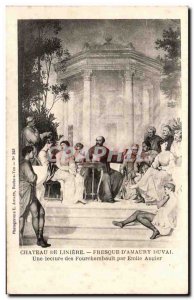 Old Postcard Chateau De Liniere Fresco D & # 39Amaury Duvai A reading of Four...