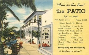 Florida Miami Beach Postcard Patio Apartment Hotel 1940s Tichnor linen 22-9745