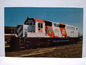 Railroad Postcard Train Railway Burlington Northern Locomotive Patriotic 1976