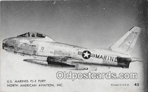 Non Postcard Backing - US Marines FJ2 Fury North American Aviation, Inc Unused 