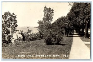 c1940's Lovers Lane Boat Scene Storm Lake Iowa IA RPPC Photo Vintage Postcard