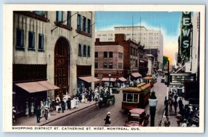 Montreal Quebec Canada Postcard Shopping District St. Catherine St. c1930's