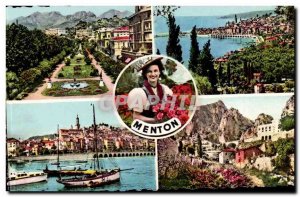 Menton Carte Postale Moderne ajrdins Menton Garavan seen The Old Town