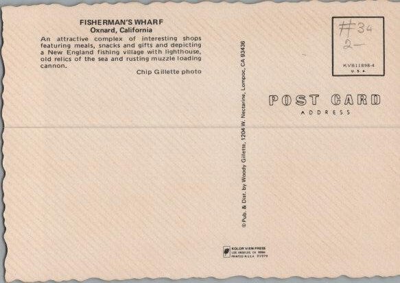 Oxnard California Fisherman's Wharf Continental Chrome Postcard