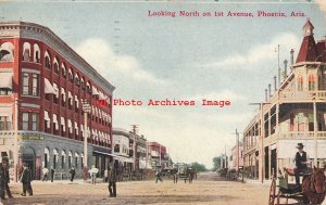 AZ, Phoenix, Arizona, First Avenue, Looking North, 1916 PM