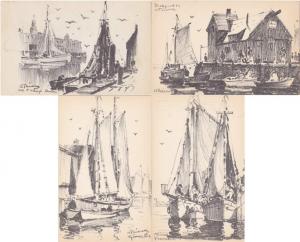 (4 cds) Thieme Sketch Sailing Boston Gloucester Rockport MA