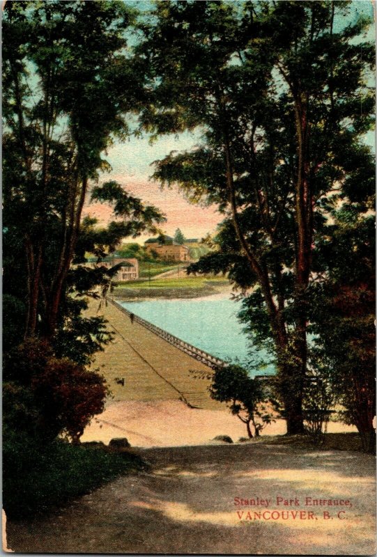 Stanley Park Entrance, Vancouver British Columbia Vintage Postcard B02