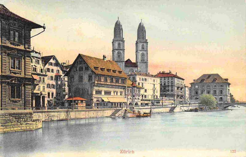 Zurich Waterfront Switzerland 1910c postcard