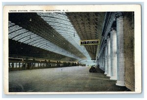 c1920's Union Station Depot Concourse To Taxicabs Sign Washington D.C. Postcard