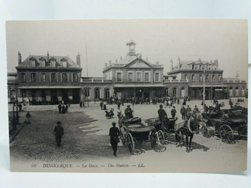 Dunkirk France Dunkerque La Gare The Station Vintage Postcard c1905