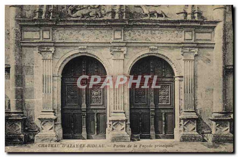 Old Postcard Chateau d'Azay le Rideau Doors Main Facade